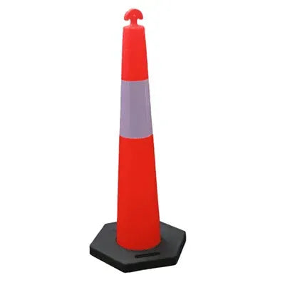 T-Top Bollard Orange – Stackable- 8kg Rubber Base – C/W Reflective Sleeve
