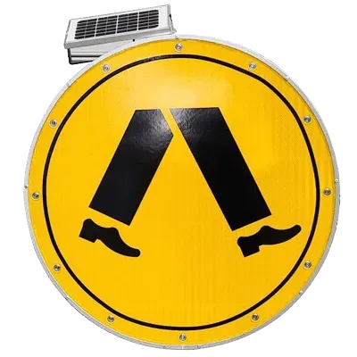 Road & Site Safety, Business & Industrial, safewastesolutions, 800mm Pedestrian Solar Traffic Sign – Aluminium & 3M Reflective – C/W Strut